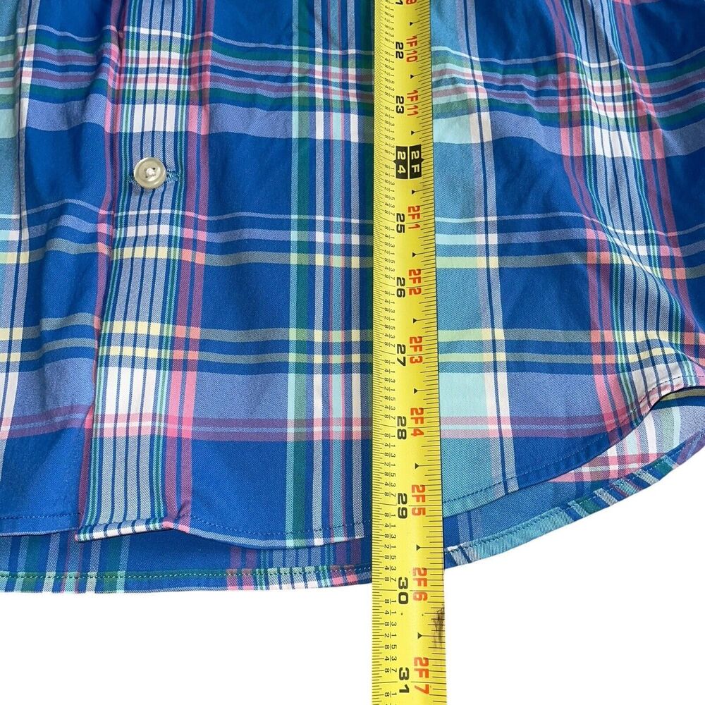 Peter Millar Mens Button Down Summer Comfort Plaid Blue Pink Performance Shirt - Picture 9 of 9